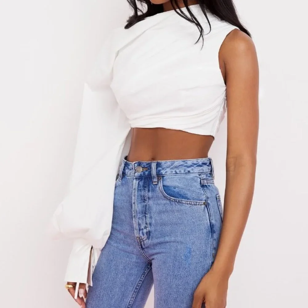 HOUSE OF CB ARTA WHITE COTTON CROPPED TOP SIZE SMALL PRELOVED - Picture 6 of 6